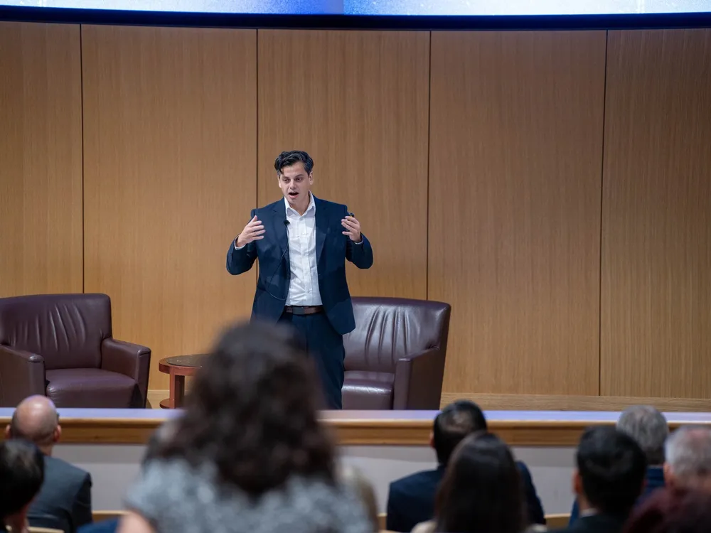 David Lopez speaking at a leadership forum
